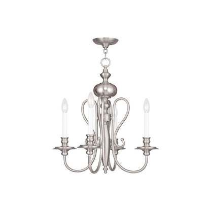 Nickel Four Light Metal Dimmable Chandelier With Shades HomeRoots