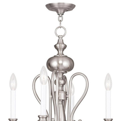 Nickel Four Light Metal Dimmable Chandelier With Shades HomeRoots