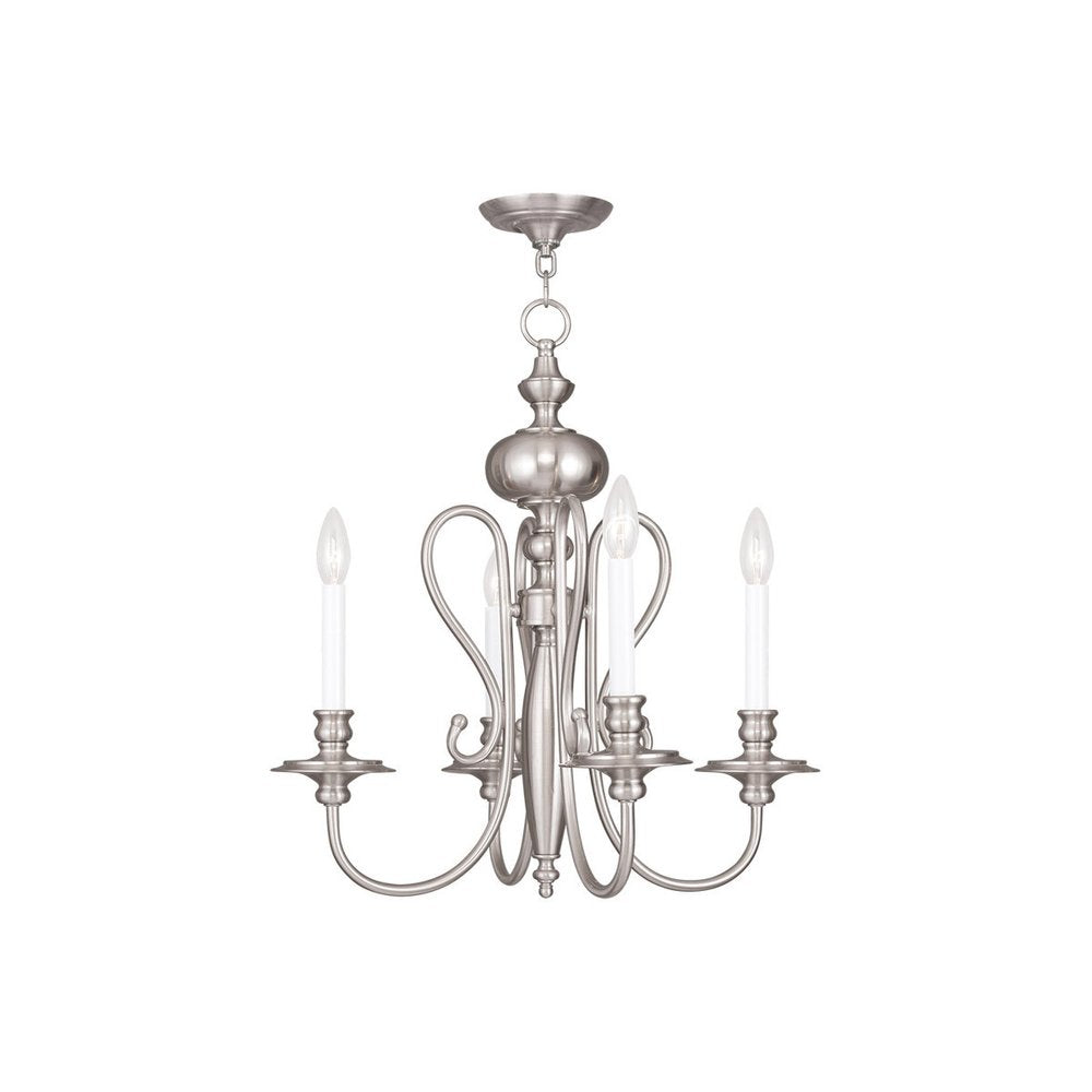 Nickel Four Light Metal Dimmable Chandelier With Shades HomeRoots
