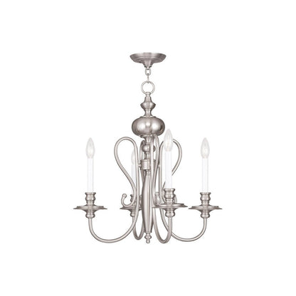 Nickel Four Light Metal Dimmable Chandelier With Shades HomeRoots