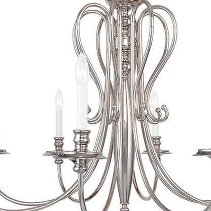 Nickel Eight Light Metal Dimmable Chandelier With Shades HomeRoots