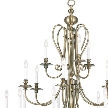Antiqued Brass Multi Light Metal Dimmable Chandelier With Shades HomeRoots
