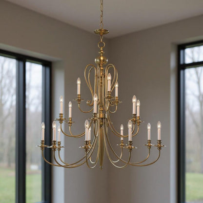 Antiqued Brass Multi Light Metal Dimmable Chandelier With Shades HomeRoots