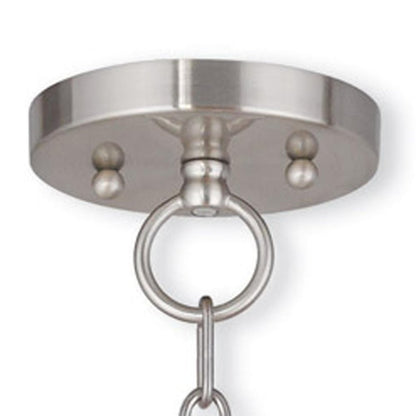 Nickel And Clear Three Light Metal Dimmable Chandelier With Shades HomeRoots