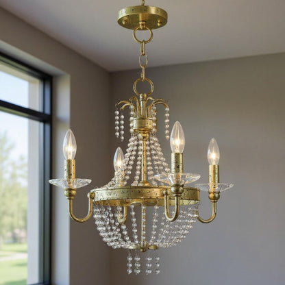 Gold Four Light Metal Dimmable Chandelier With Shades HomeRoots