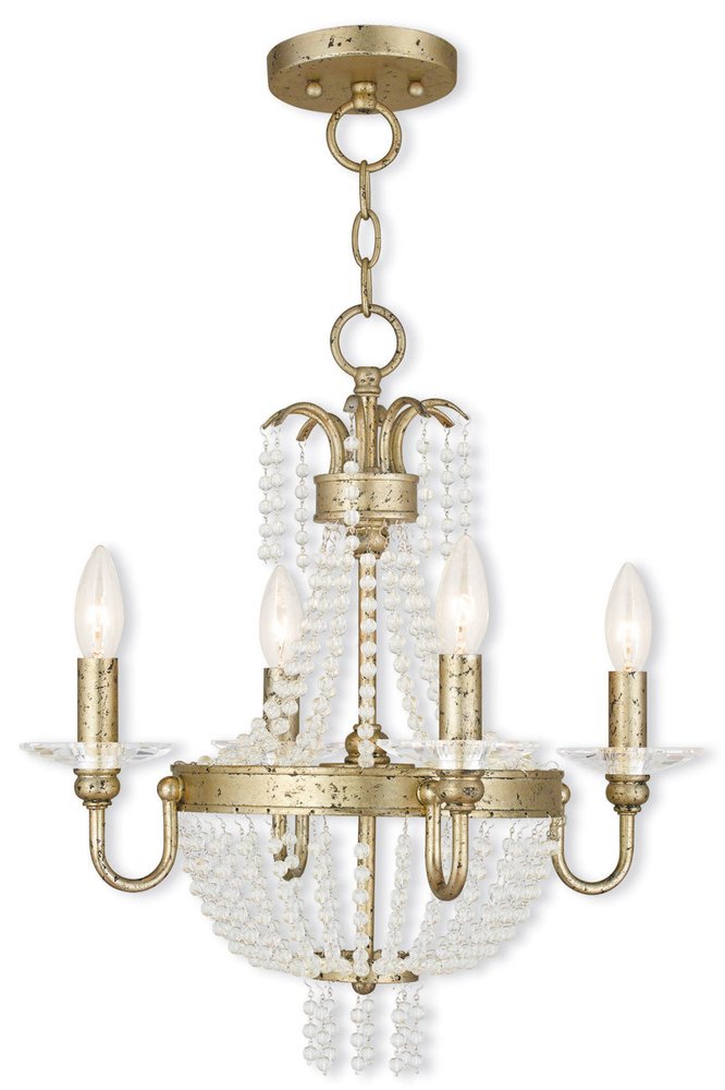 Gold Four Light Metal Dimmable Chandelier With Shades HomeRoots