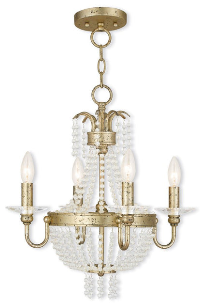 Gold Four Light Metal Dimmable Chandelier With Shades HomeRoots