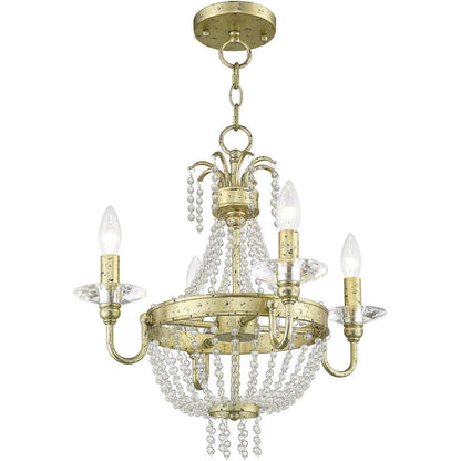 Gold Four Light Metal Dimmable Chandelier With Shades HomeRoots