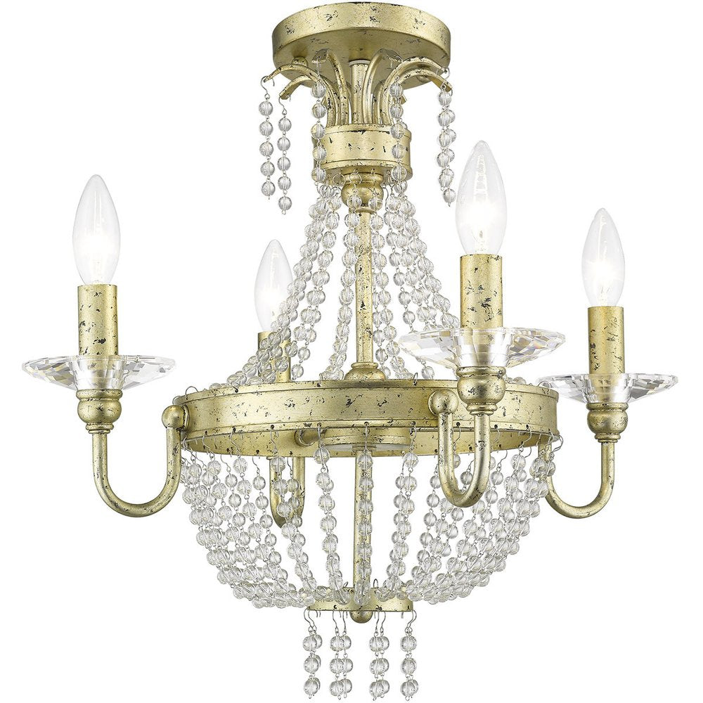 Gold Four Light Metal Dimmable Chandelier With Shades HomeRoots
