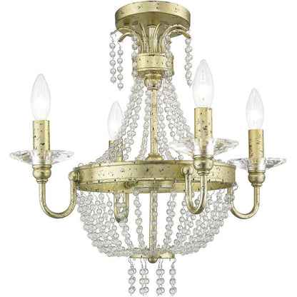 Gold Four Light Metal Dimmable Chandelier With Shades HomeRoots