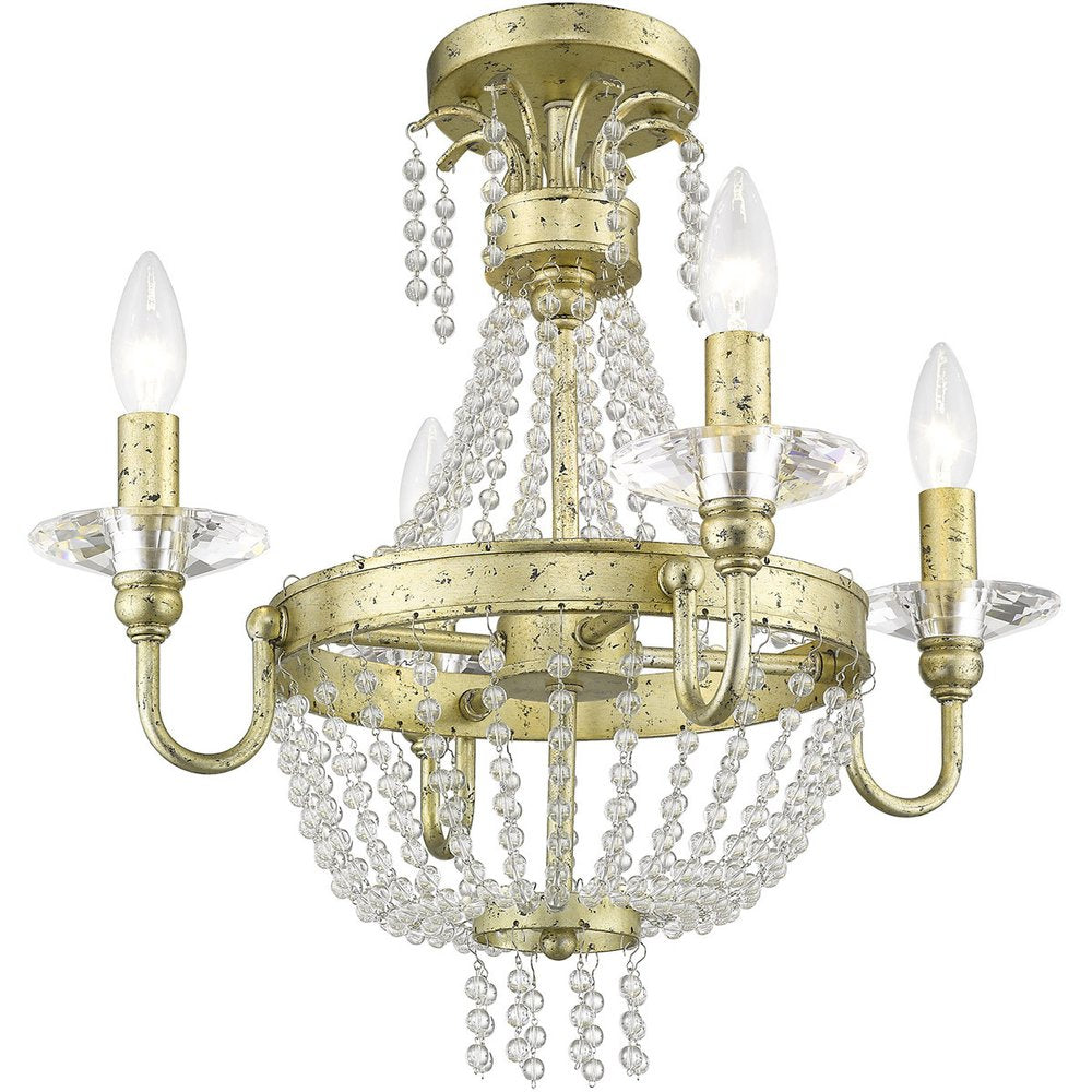 Gold Four Light Metal Dimmable Chandelier With Shades HomeRoots