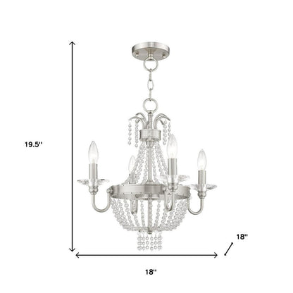 Nickel Four Light Metal Dimmable Chandelier With Shades HomeRoots