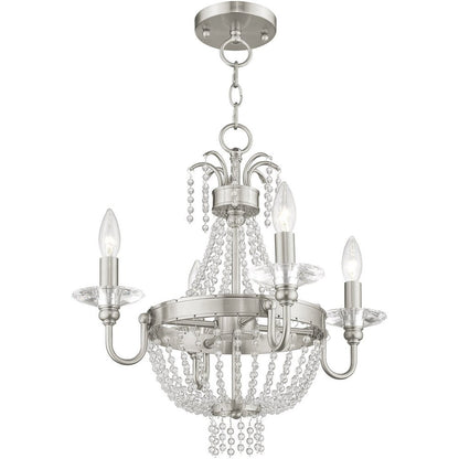 Nickel Four Light Metal Dimmable Chandelier With Shades HomeRoots
