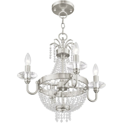 Nickel Four Light Metal Dimmable Chandelier With Shades HomeRoots