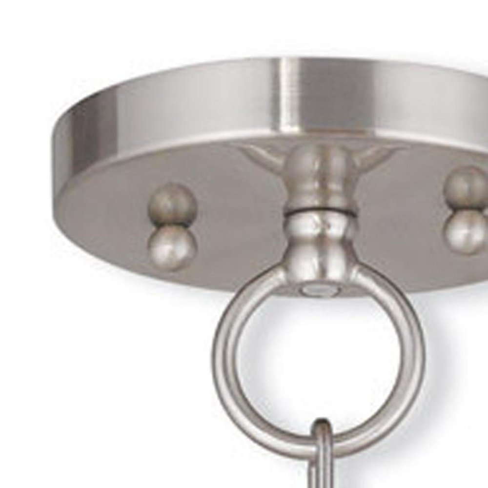 Nickel Four Light Metal Dimmable Chandelier With Shades HomeRoots