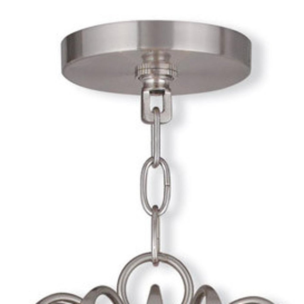 Nickel Five Light Metal Dimmable Chandelier With Shades HomeRoots