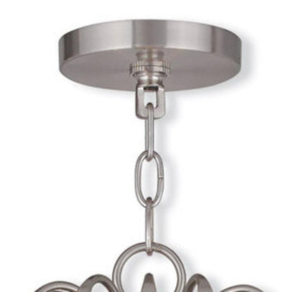 Nickel Five Light Metal Dimmable Chandelier With Shades HomeRoots
