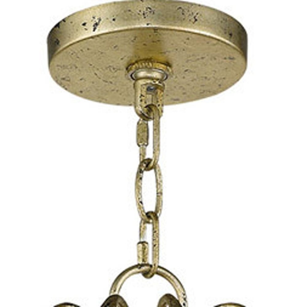Gold Six Light Metal Dimmable Chandelier With Shades HomeRoots