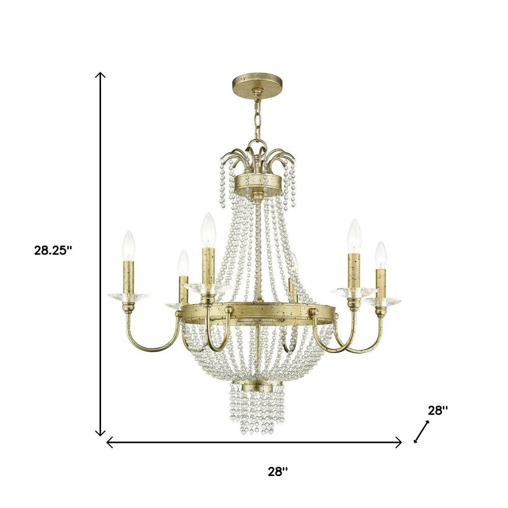 Gold Six Light Metal Dimmable Chandelier With Shades HomeRoots