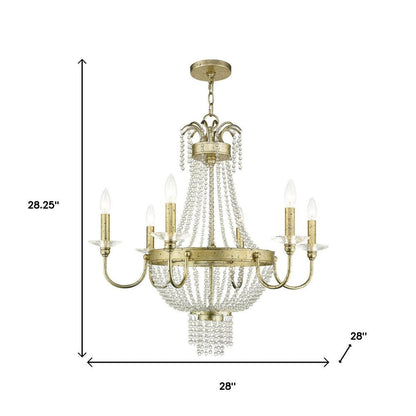 Gold Six Light Metal Dimmable Chandelier With Shades HomeRoots
