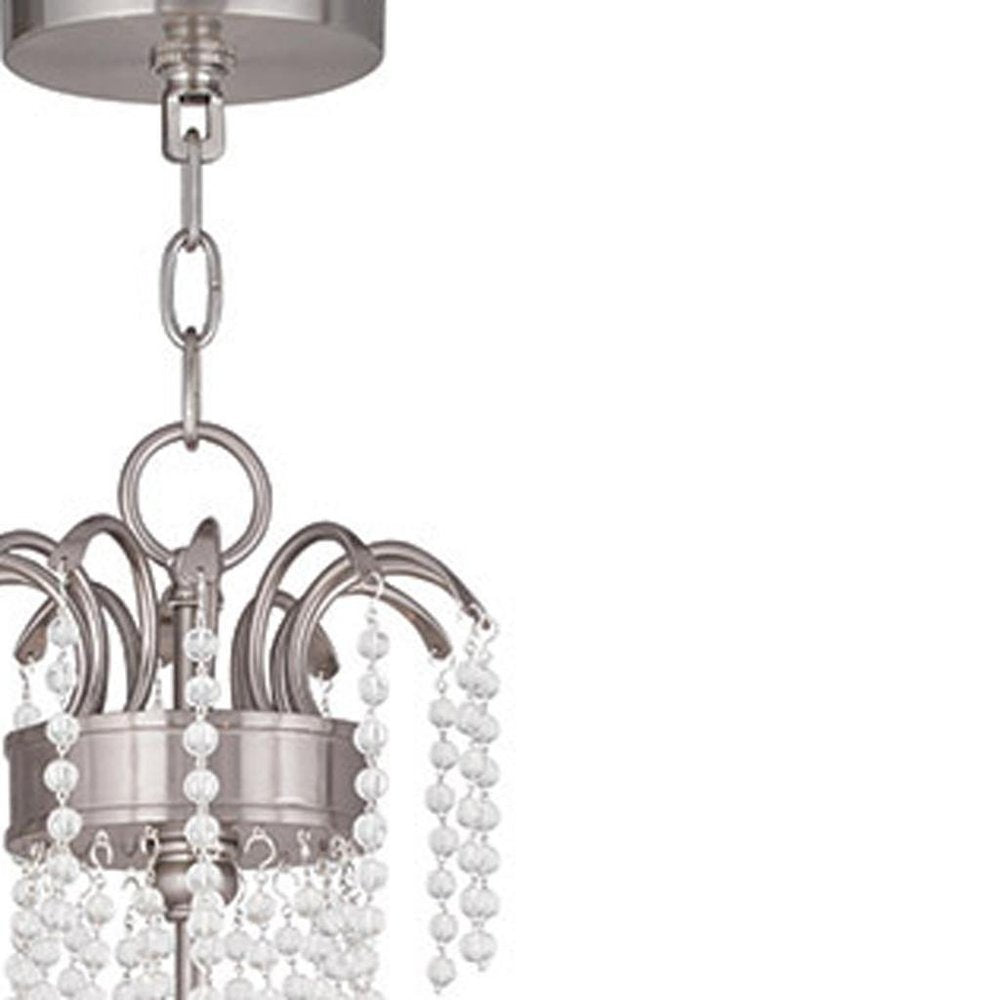 Nickel And Clear Six Light Metal Dimmable Chandelier With Shades HomeRoots