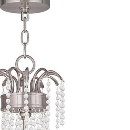 Nickel And Clear Six Light Metal Dimmable Chandelier With Shades HomeRoots