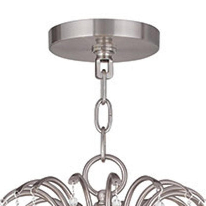 Nickel And Clear Eight Light Metal Dimmable Chandelier With Shades HomeRoots