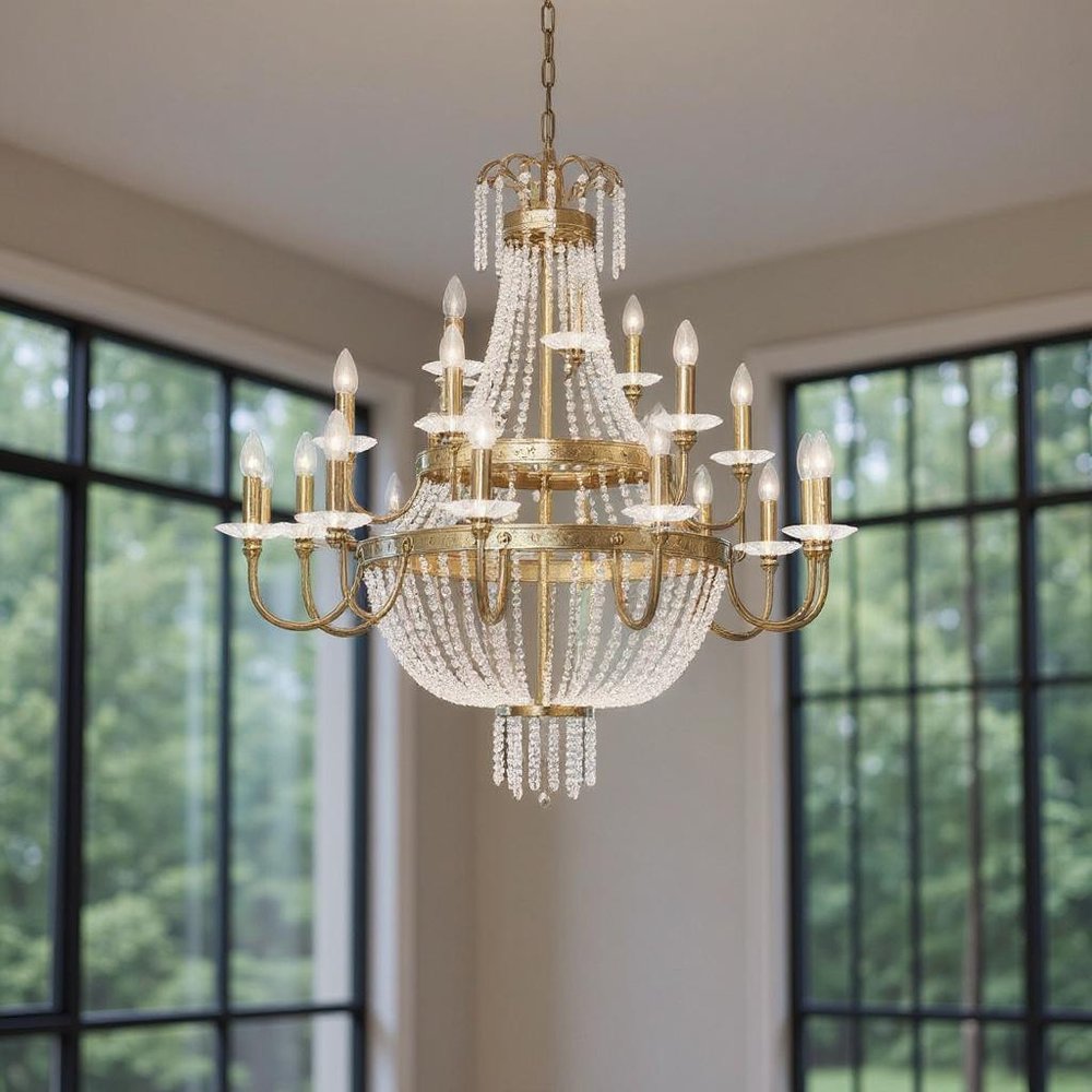 Gold Multi Light Metal Dimmable Chandelier With Shades HomeRoots