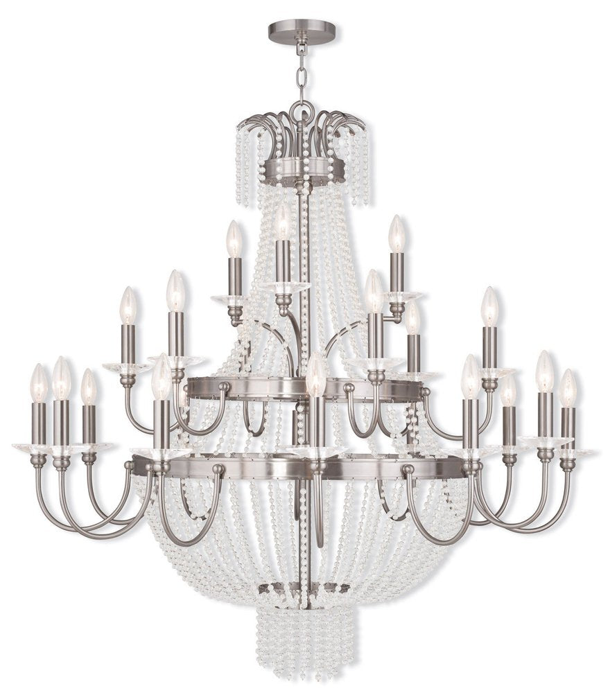 Nickel Multi Light Metal Dimmable Chandelier With Shades HomeRoots