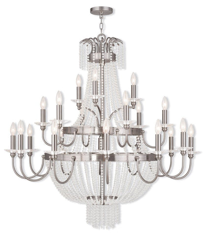 Nickel Multi Light Metal Dimmable Chandelier With Shades HomeRoots