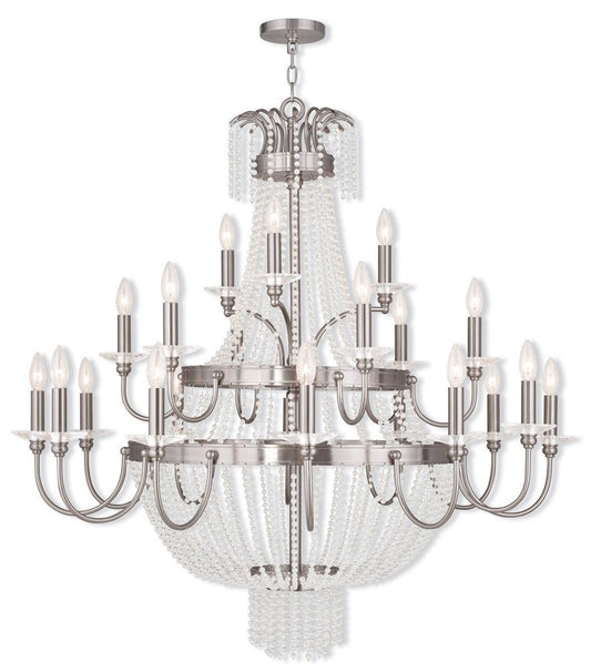 Nickel Multi Light Metal Dimmable Chandelier With Shades HomeRoots
