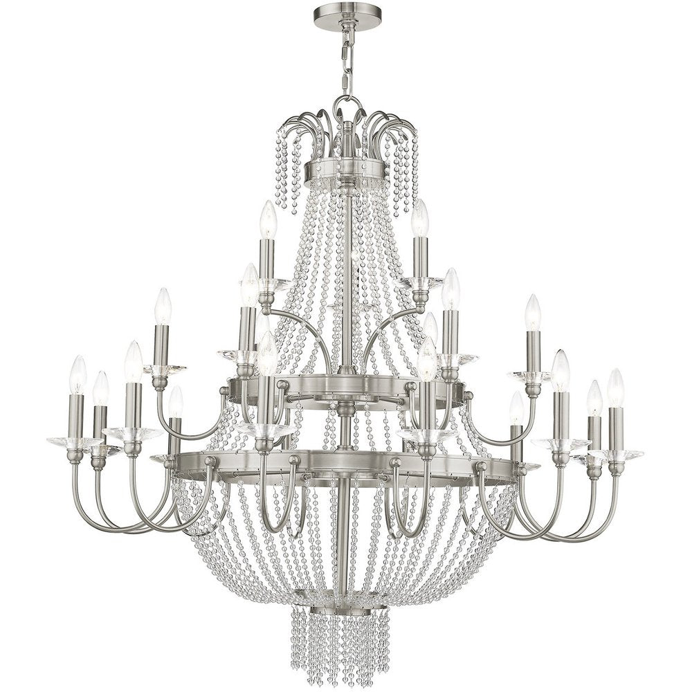 Nickel Multi Light Metal Dimmable Chandelier With Shades HomeRoots
