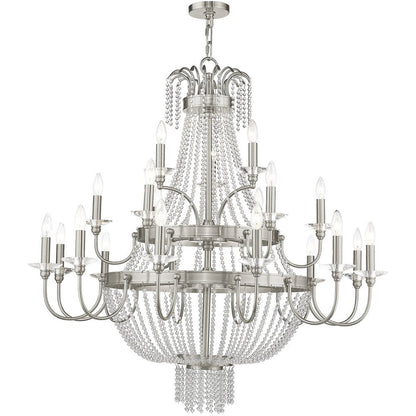Nickel Multi Light Metal Dimmable Chandelier With Shades HomeRoots