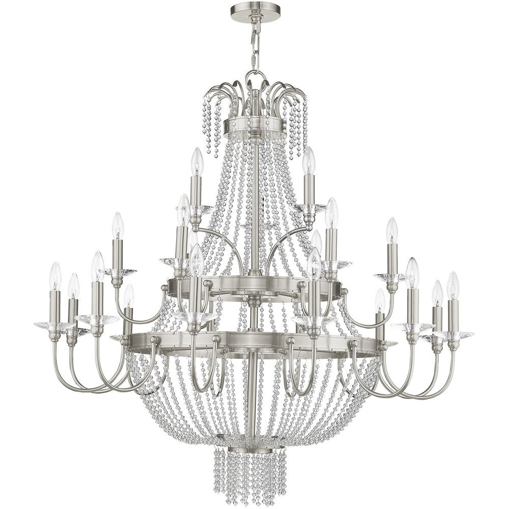 Nickel Multi Light Metal Dimmable Chandelier With Shades HomeRoots