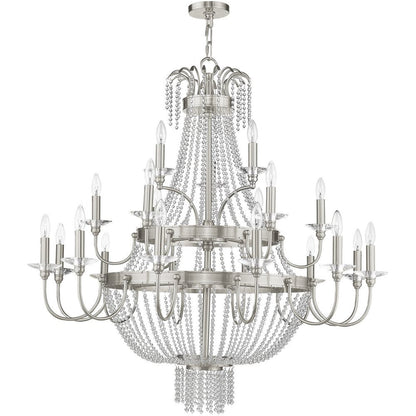 Nickel Multi Light Metal Dimmable Chandelier With Shades HomeRoots