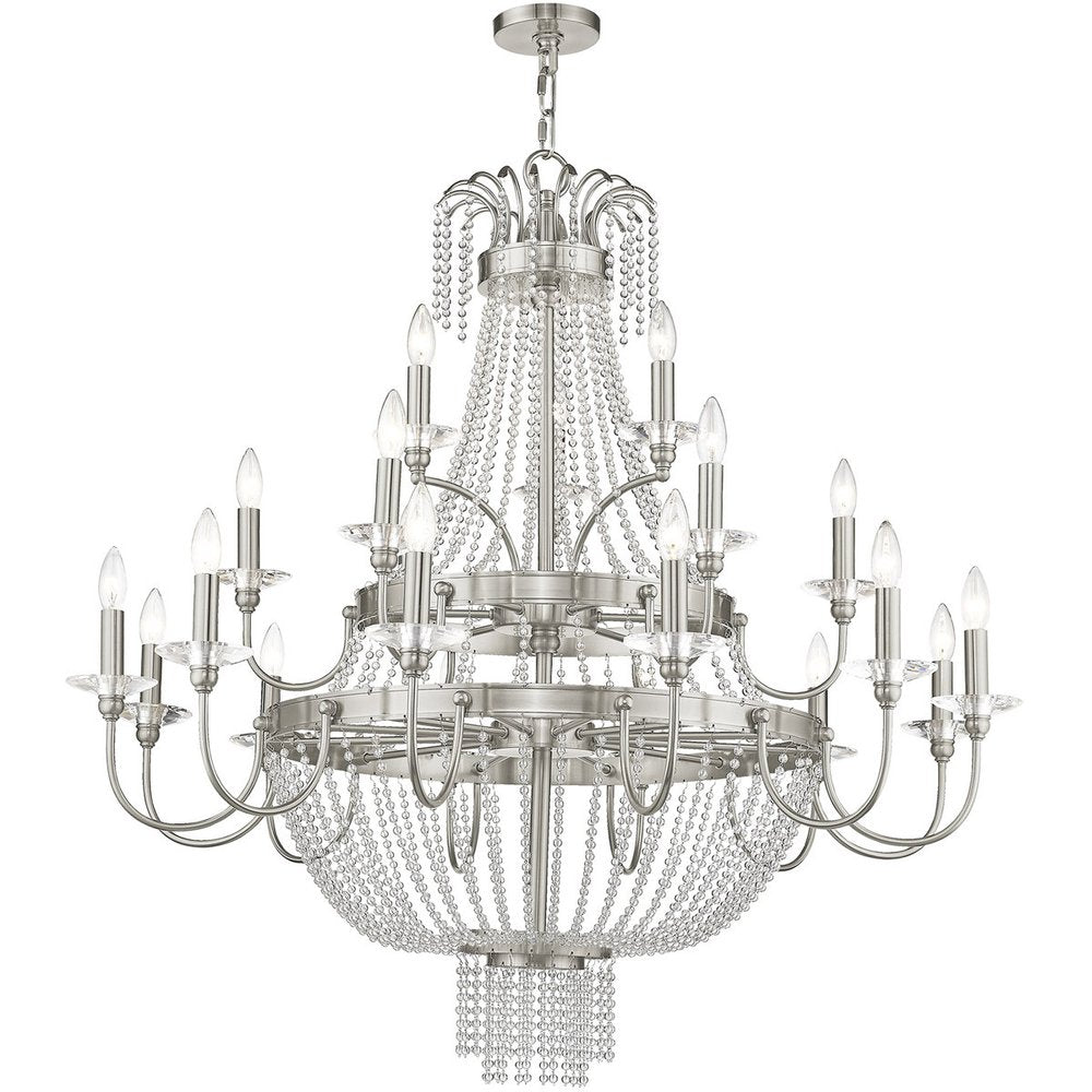 Nickel Multi Light Metal Dimmable Chandelier With Shades HomeRoots