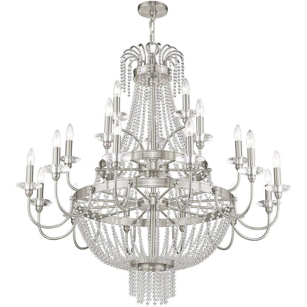 Nickel Multi Light Metal Dimmable Chandelier With Shades HomeRoots