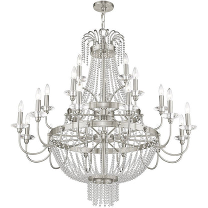 Nickel Multi Light Metal Dimmable Chandelier With Shades HomeRoots