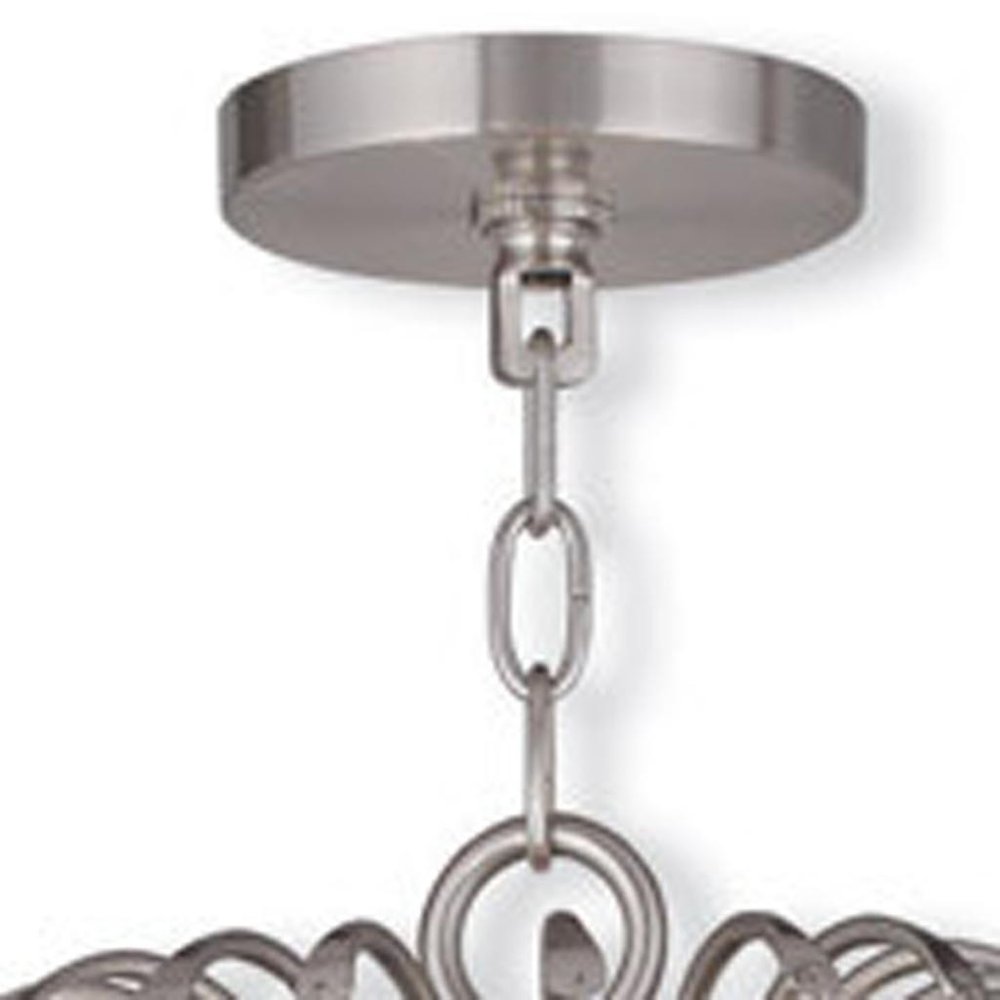 Nickel Multi Light Metal Dimmable Chandelier With Shades HomeRoots