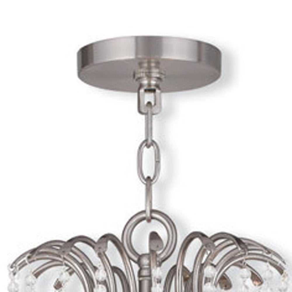 Nickel Multi Light Metal Dimmable Chandelier With Shades HomeRoots