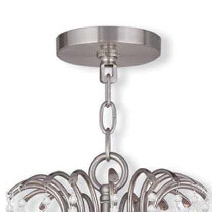 Nickel Multi Light Metal Dimmable Chandelier With Shades HomeRoots