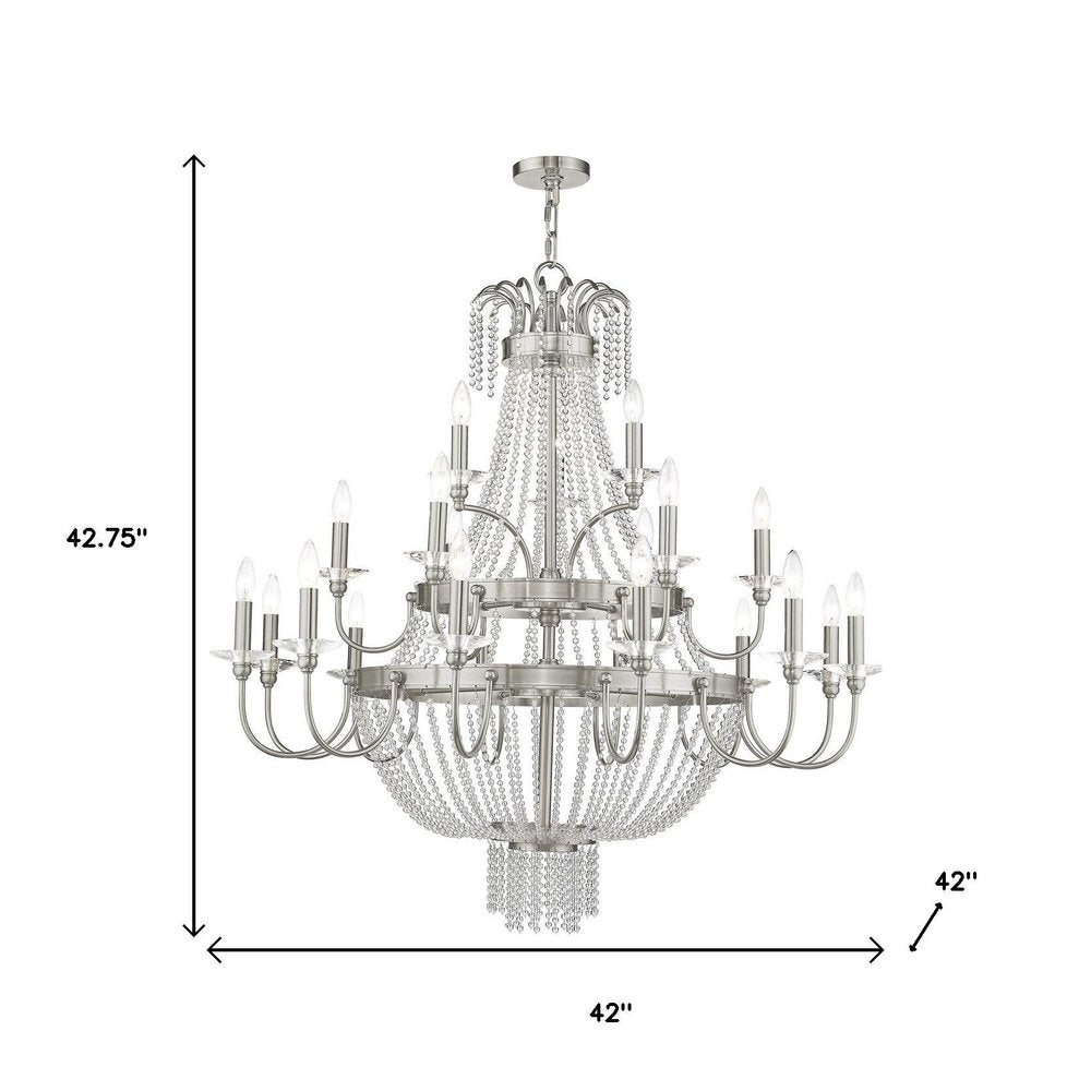 Nickel Multi Light Metal Dimmable Chandelier With Shades HomeRoots