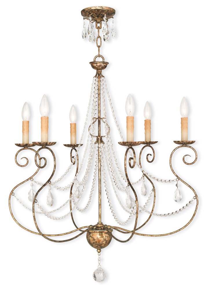 Bronze Six Light Metal Dimmable Chandelier With Shades HomeRoots