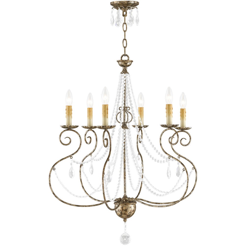 Bronze Six Light Metal Dimmable Chandelier With Shades HomeRoots
