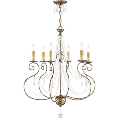 Bronze Six Light Metal Dimmable Chandelier With Shades HomeRoots
