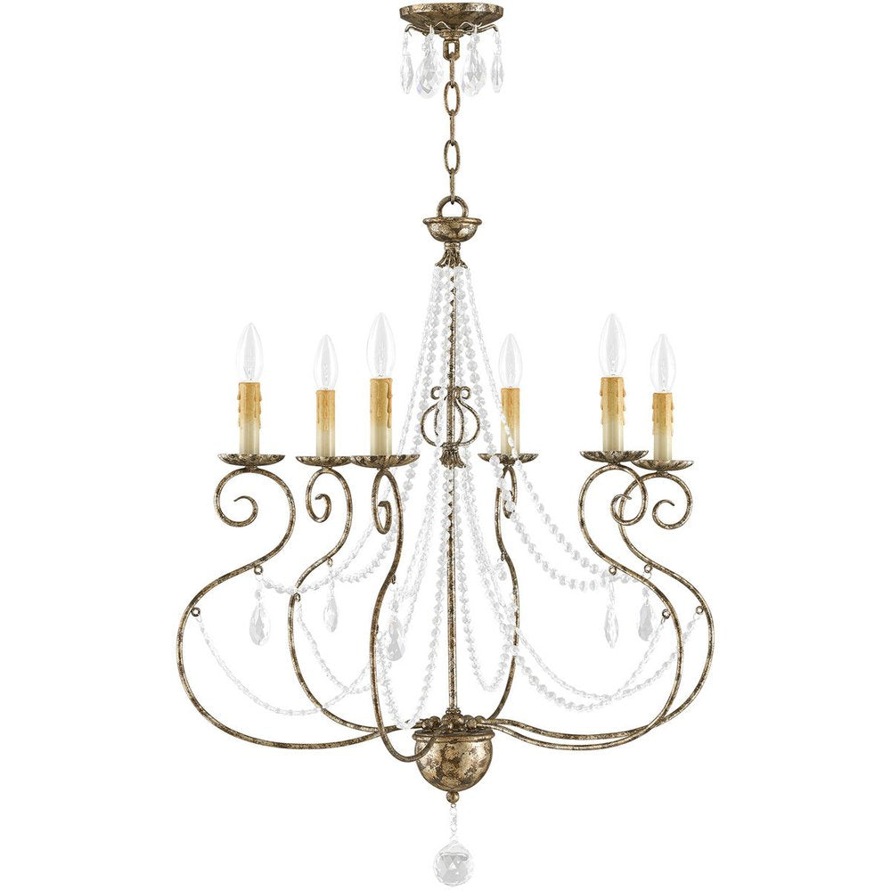 Bronze Six Light Metal Dimmable Chandelier With Shades HomeRoots