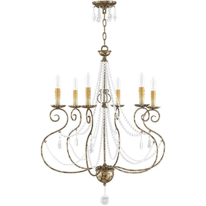 Bronze Six Light Metal Dimmable Chandelier With Shades HomeRoots