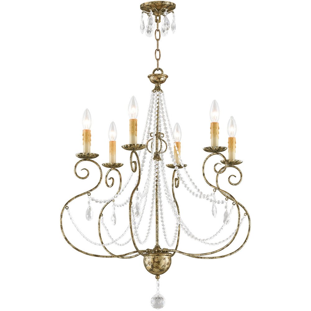 Bronze Six Light Metal Dimmable Chandelier With Shades HomeRoots