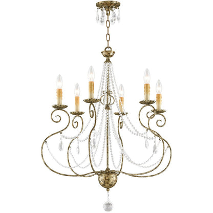 Bronze Six Light Metal Dimmable Chandelier With Shades HomeRoots