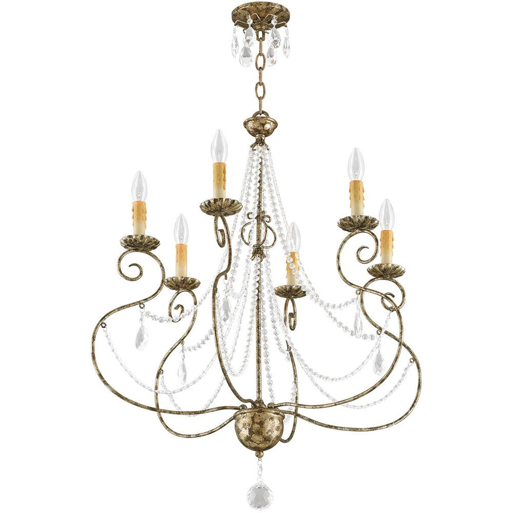 Bronze Six Light Metal Dimmable Chandelier With Shades HomeRoots